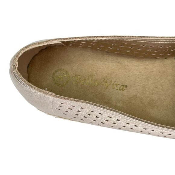 Bella Vita Channing Champagne Perforated Leather Womens Loafers Size 11 Wide - Picture 8 of 12